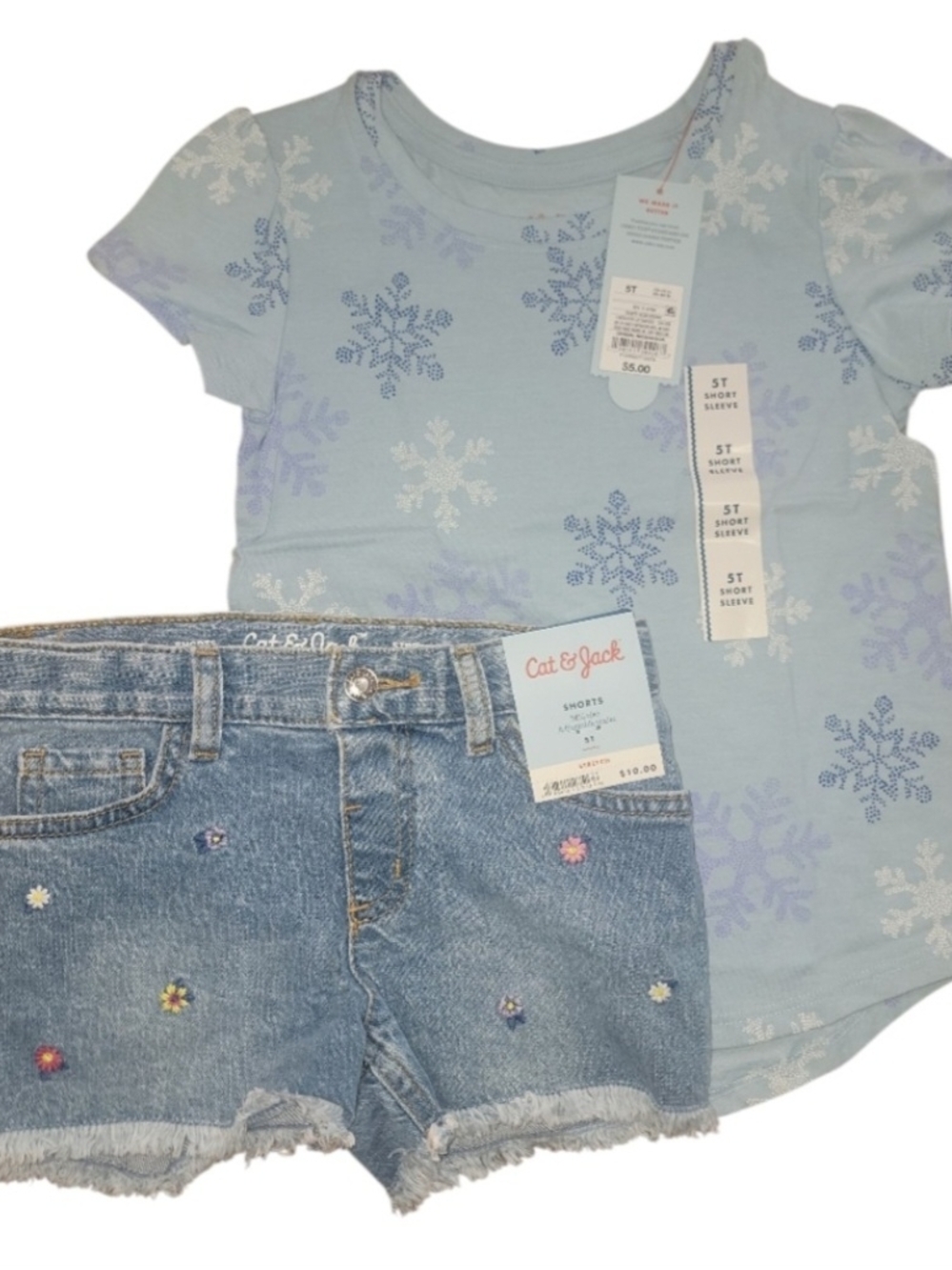 Cat & Jack Light Blue Snowflake Short Sleeve Tee